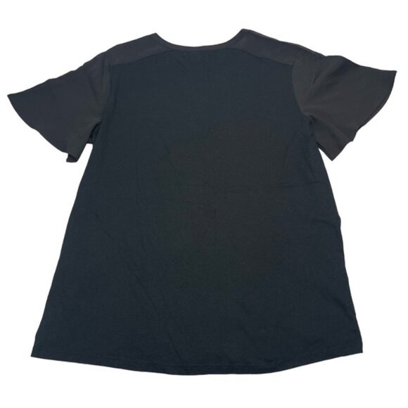 NWT BANANA REPUBLIC Notch-Neck Short Sleeve Top Sz Medium Black - Picture 5 of 5